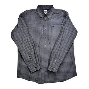 Cinch Medium Men Gray Plaid Cotton Shirt Western Rodeo Work